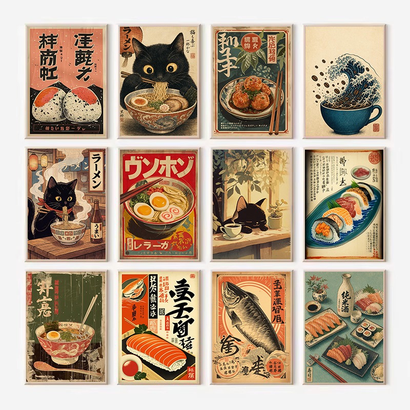 Japanese Lifestyle And Food - Poster su Tela Vintage con Tema